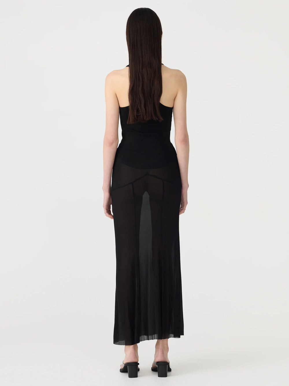 Black Sheer Panelled Skirt