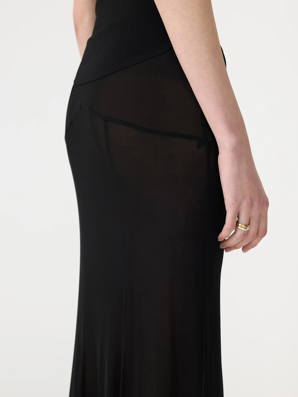 Black Sheer Panelled Skirt