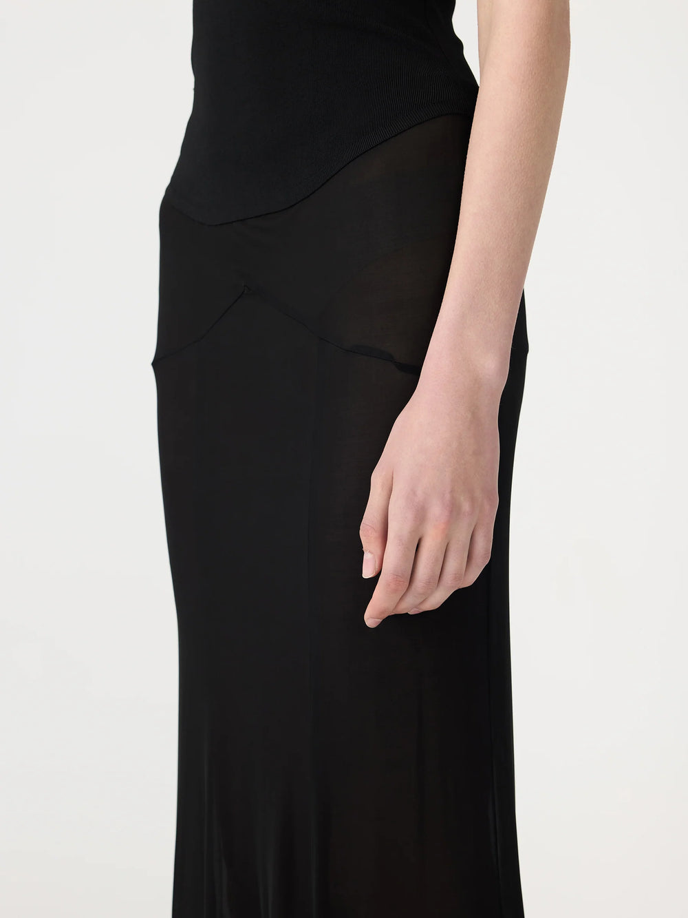 Black Sheer Panelled Skirt