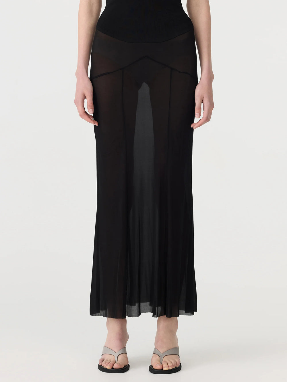 Black Sheer Panelled Skirt
