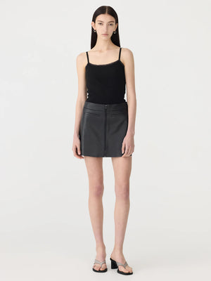 Minimal Mini Leather Skirt Black