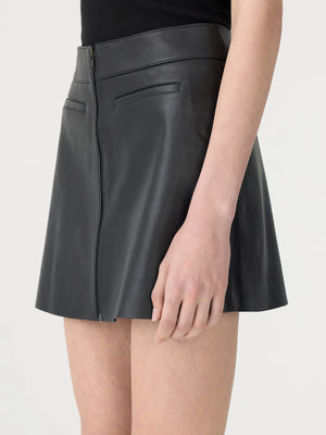 Minimal Mini Leather Skirt Black