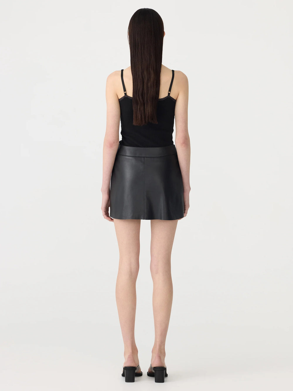Minimal Mini Leather Skirt Black