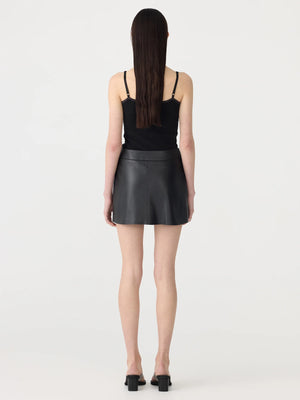 Minimal Mini Leather Skirt Black