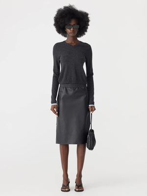 Insert Leather Skirt Black