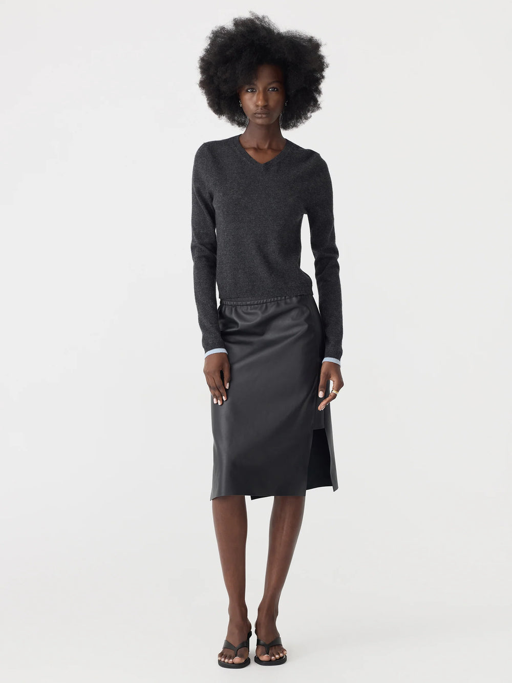 Insert Leather Skirt Black