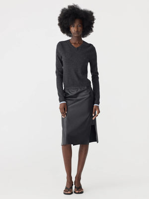 Insert Leather Skirt Black