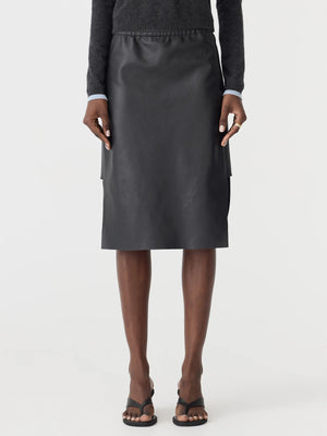 Insert Leather Skirt Black