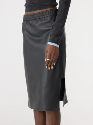 Insert Leather Skirt Black