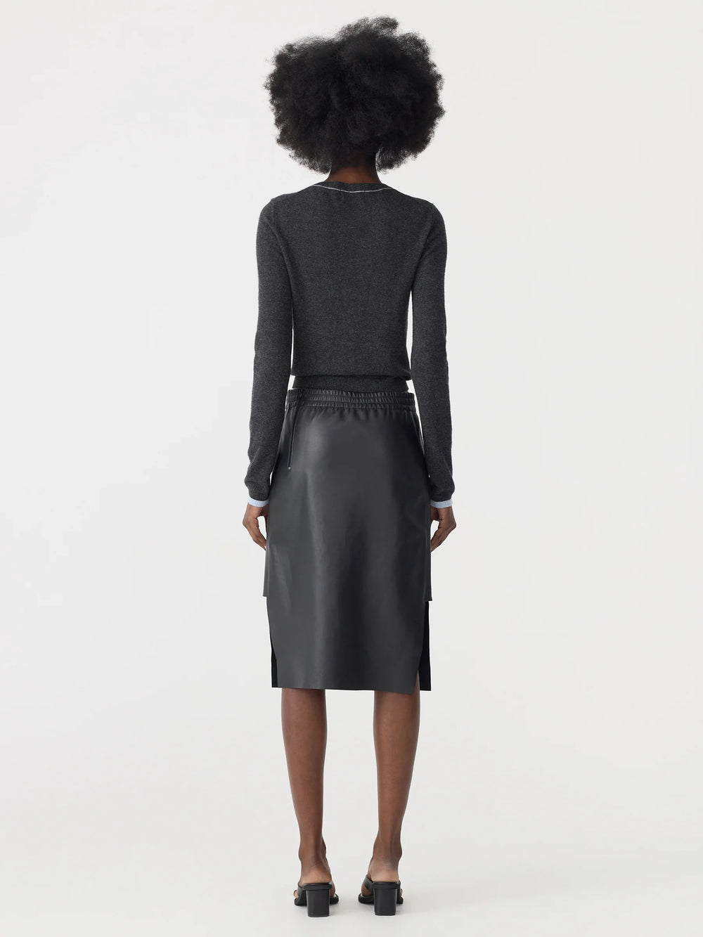 Insert Leather Skirt Black