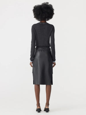 Insert Leather Skirt Black