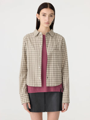 Cotton Check Western Shirt Taupe / Natural Check