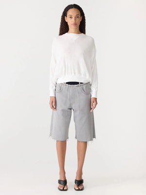 Long Sleeve Waffle Batwing Sweat White