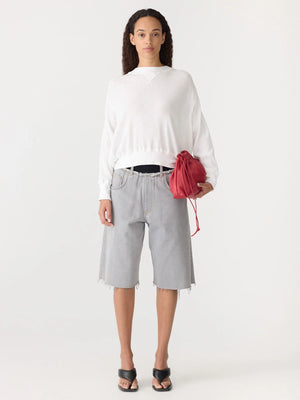 Long Sleeve Waffle Batwing Sweat White