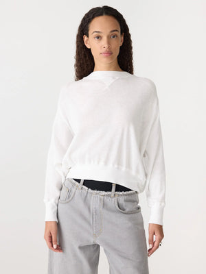 Long Sleeve Waffle Batwing Sweat White