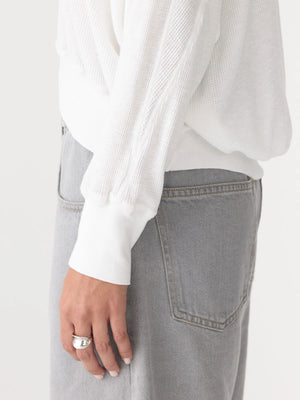 Long Sleeve Waffle Batwing Sweat White