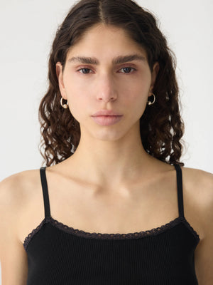 Lace Strap Soft Rib Tank Black