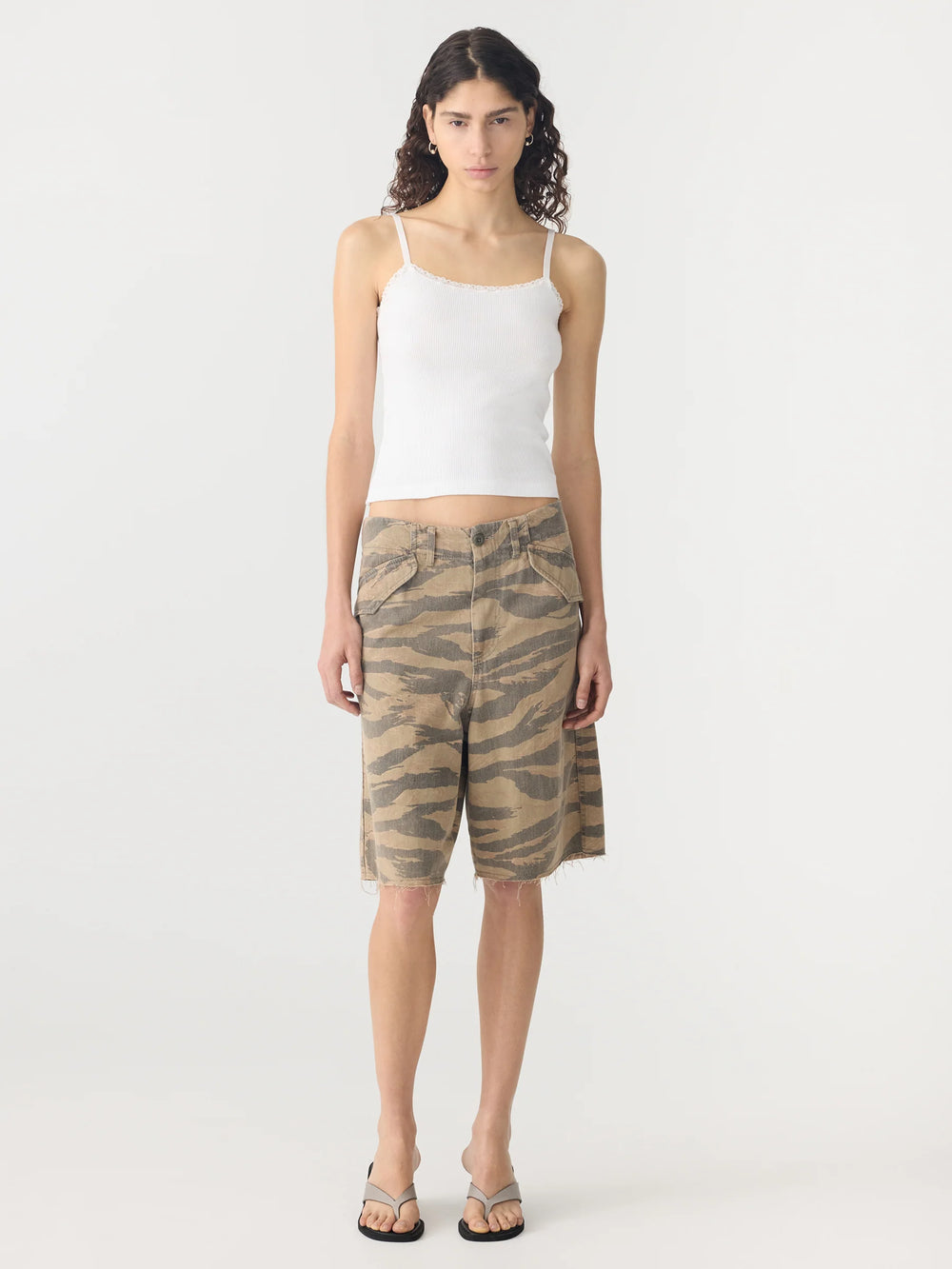 Lace Strap Soft Rib Tank White