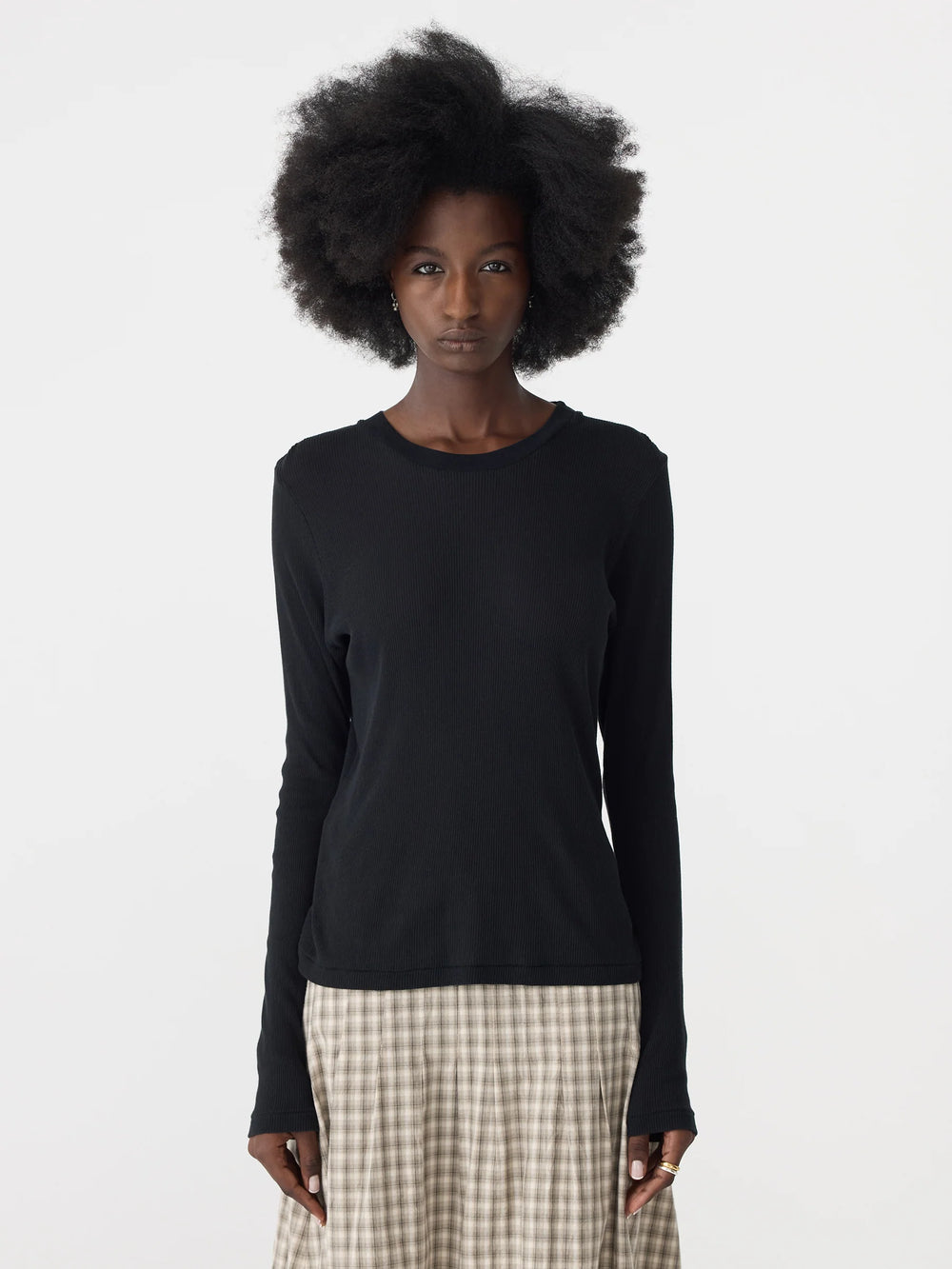 Sheer Rib L/S T Shirt Black