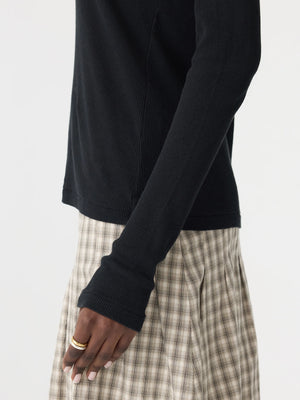 Sheer Rib L/S T Shirt Black