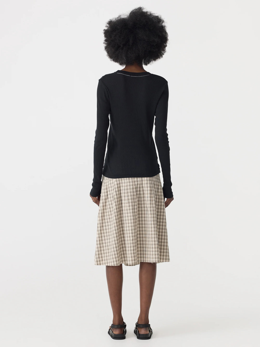 Sheer Rib L/S T Shirt Black