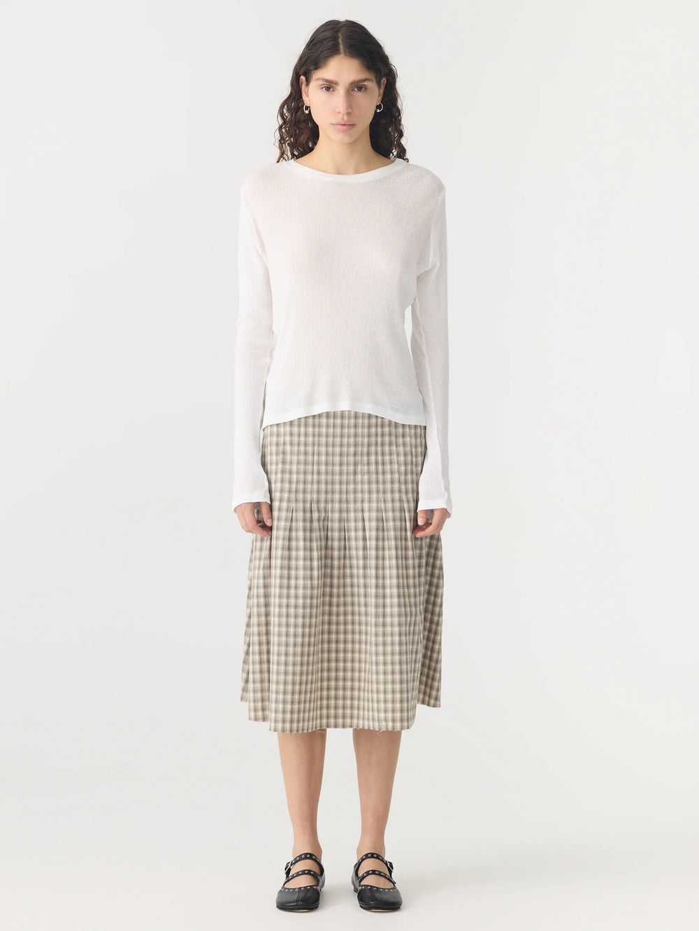 Sheer Rib LS T Shirt White