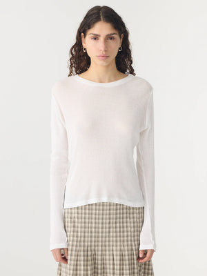 Sheer Rib LS T Shirt White
