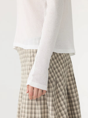 Sheer Rib LS T Shirt White