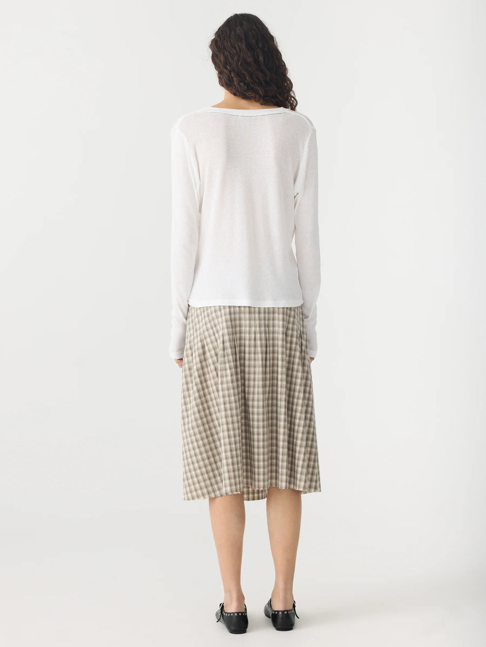 Sheer Rib LS T Shirt White
