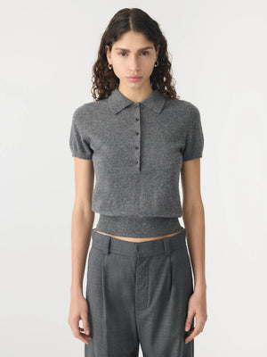 Slim Fit Polo Wool Cashmere Dark Charcoal