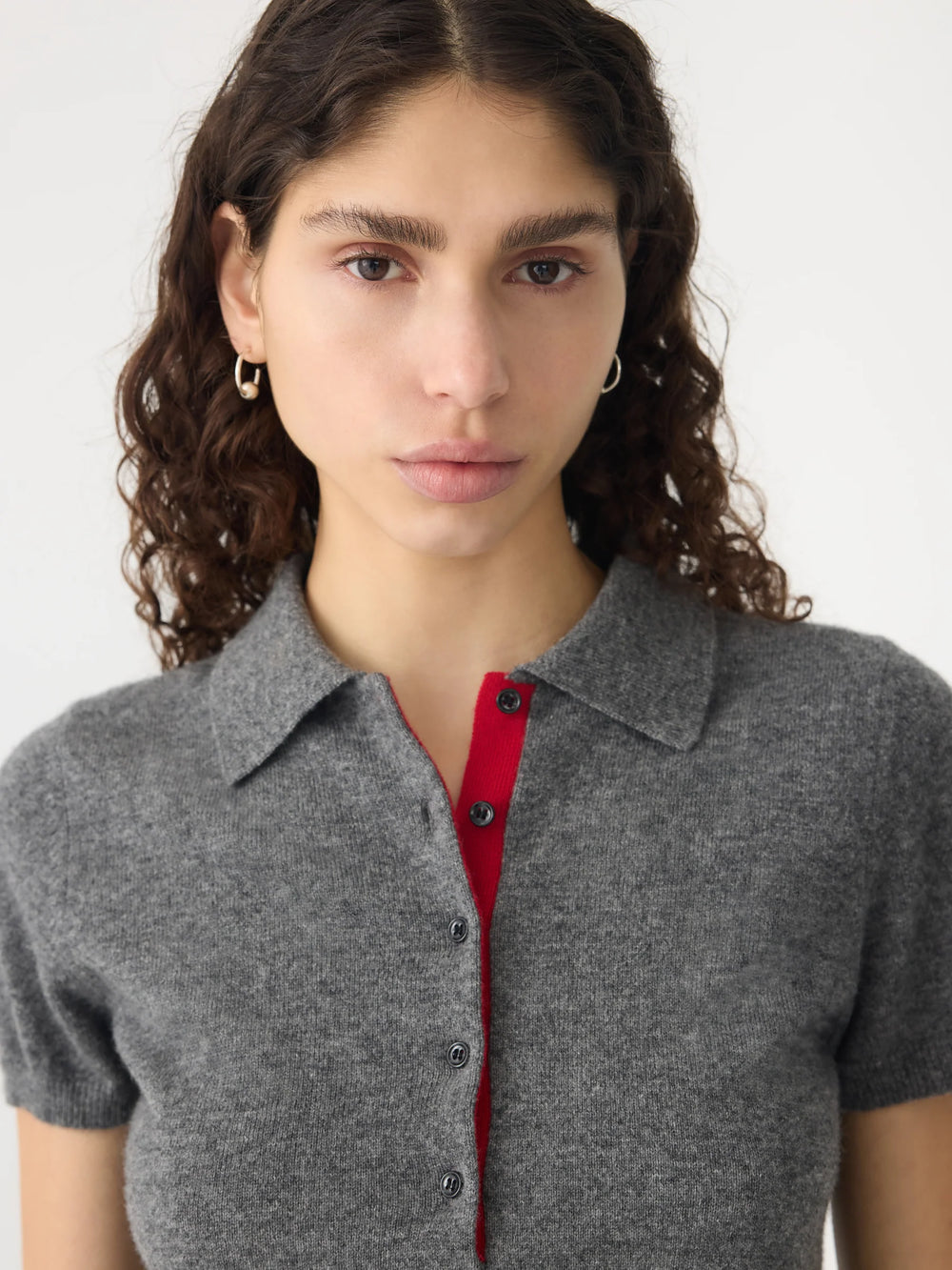 Slim Fit Polo Wool Cashmere Dark Charcoal