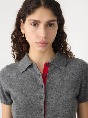 Slim Fit Polo Wool Cashmere Dark Charcoal