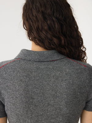 Slim Fit Polo Wool Cashmere Dark Charcoal