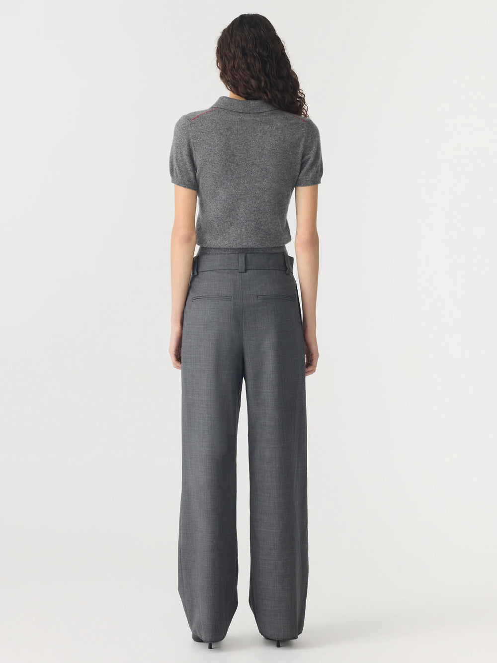 Slim Fit Polo Wool Cashmere Dark Charcoal