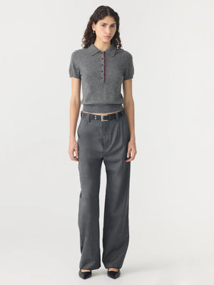 Slim Fit Polo Wool Cashmere Dark Charcoal