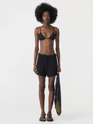 Cotton Linen Knitted Shorts Black