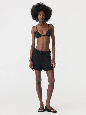 Cotton Linen Knitted Shorts Black