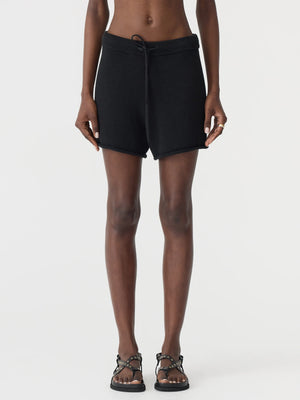 Cotton Linen Knitted Shorts Black