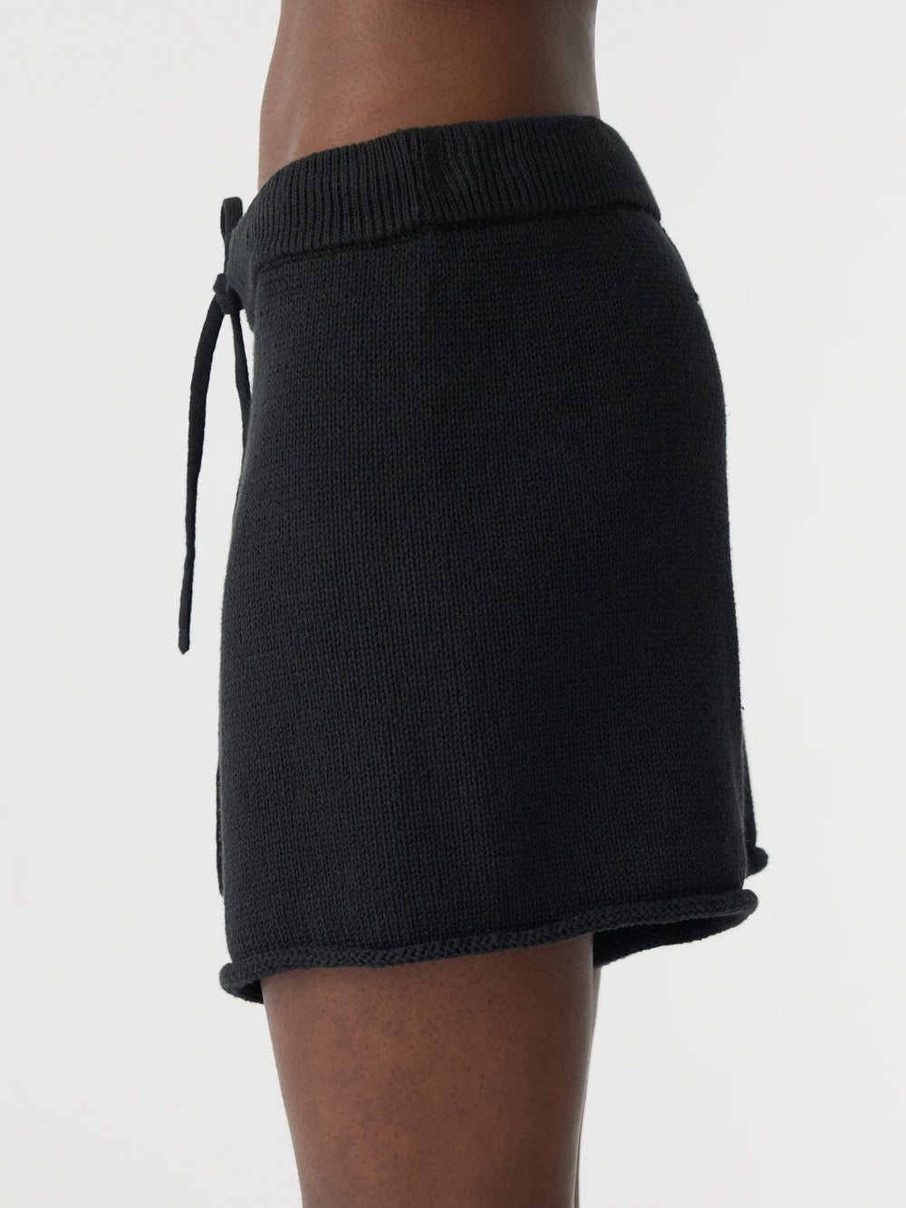 Cotton Linen Knitted Shorts Black