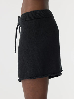Cotton Linen Knitted Shorts Black