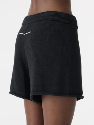 Cotton Linen Knitted Shorts Black