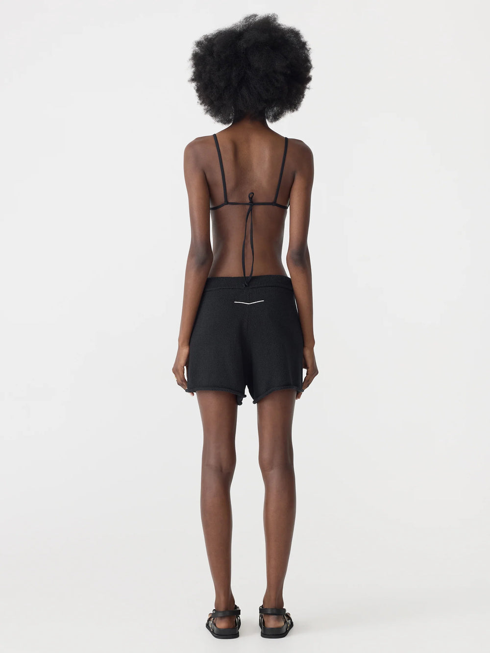 Cotton Linen Knitted Shorts Black