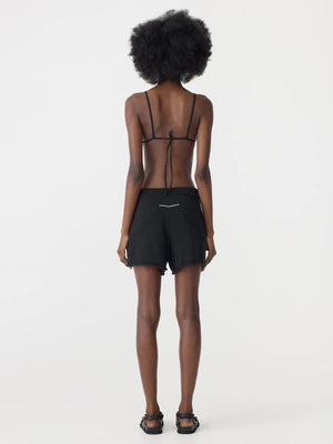 Cotton Linen Knitted Shorts Black