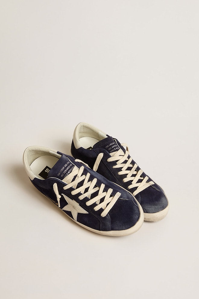 Super Star Navy Suede w/ White Leather Star and Heel