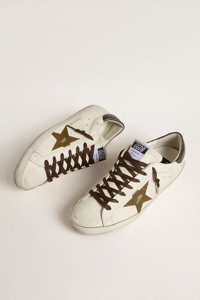 Super Star Leather Upper w/ Cocco Print Star Optic White / Green / Antracite