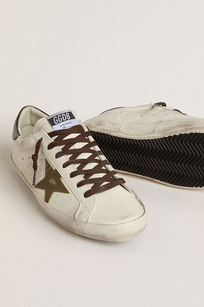 Super Star Leather Upper w/ Cocco Print Star Optic White / Green / Antracite