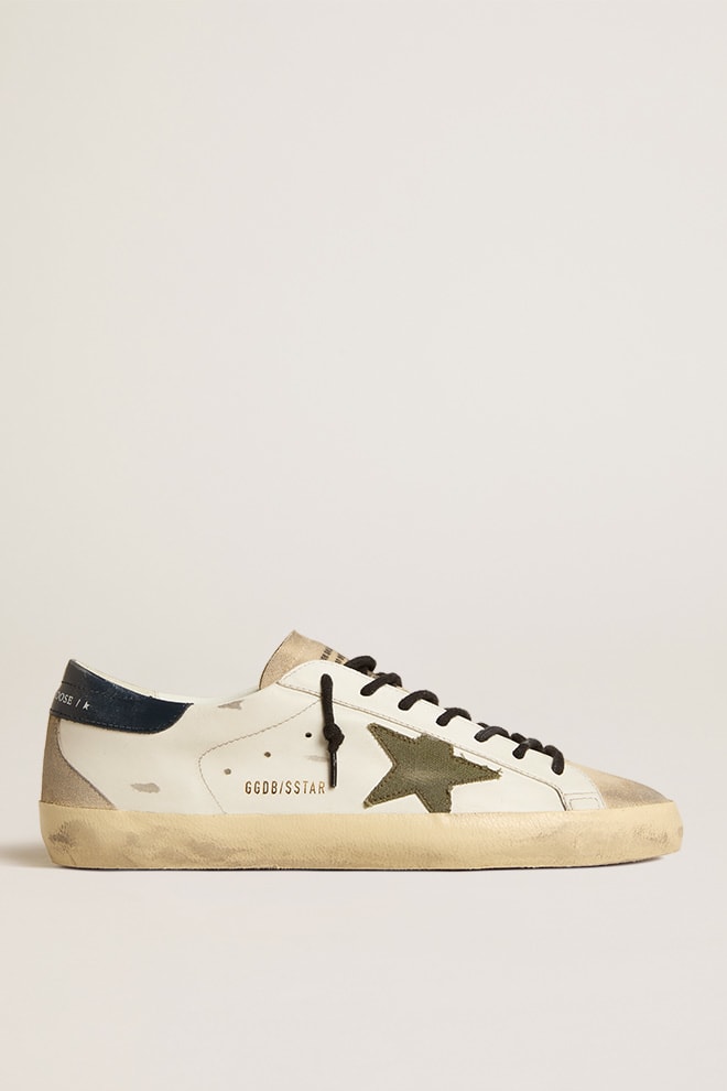 Man Super Star Leather w/ Suede Toe and Canvas Khaki Star