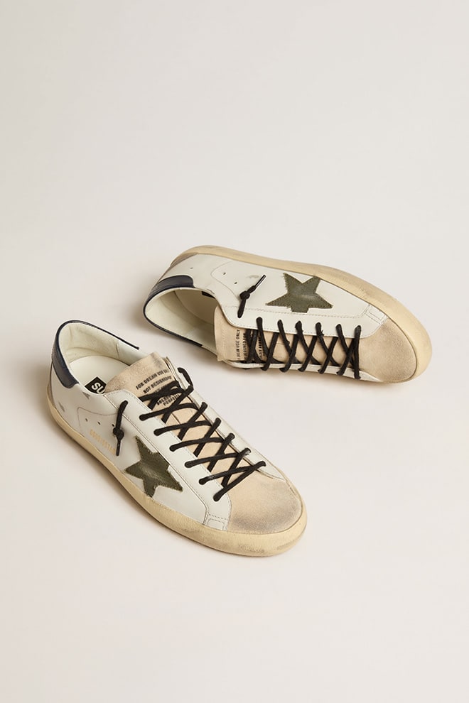 Man Super Star Leather w/ Suede Toe and Canvas Khaki Star