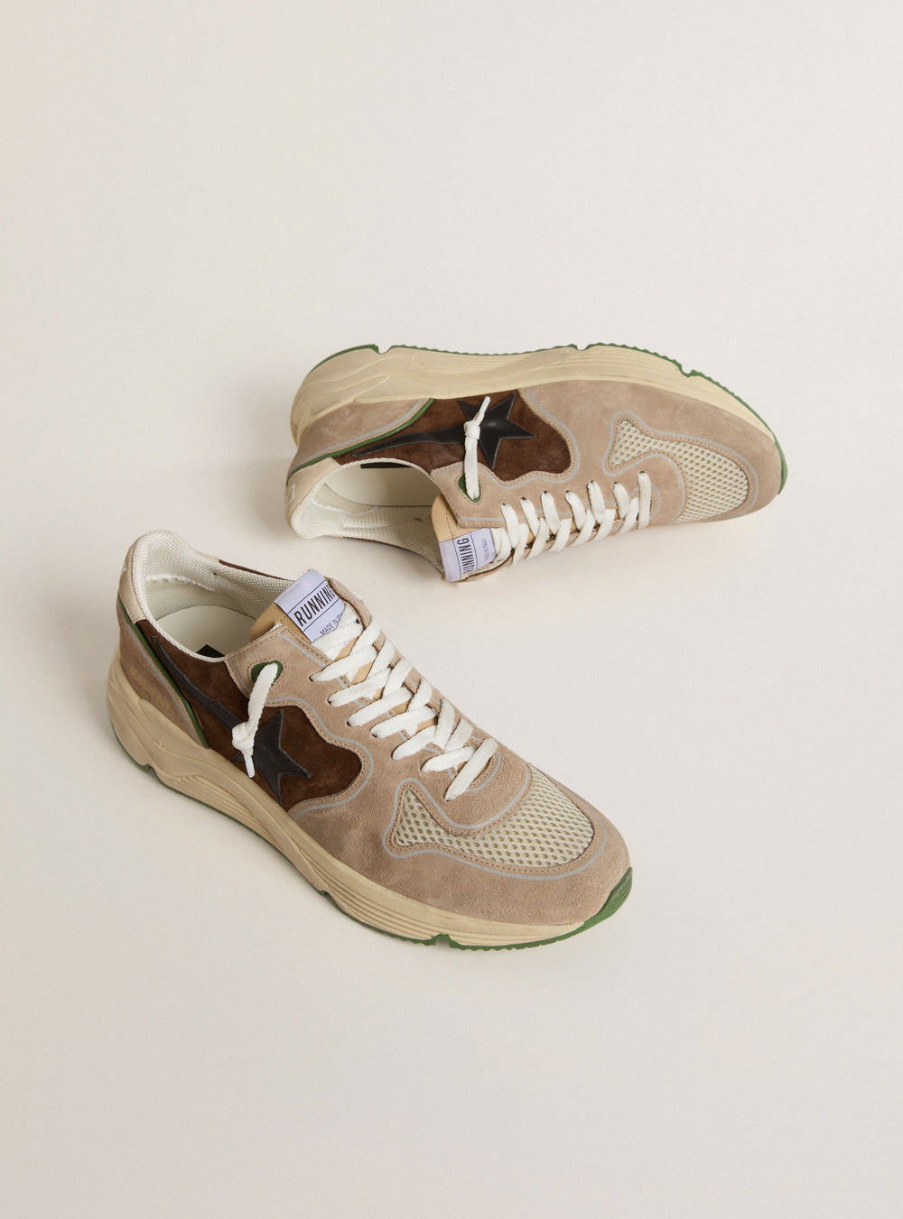 Men's Running Sole Suede w/ Vamp Leather Star Brown / Beige / Black / Seedpearl