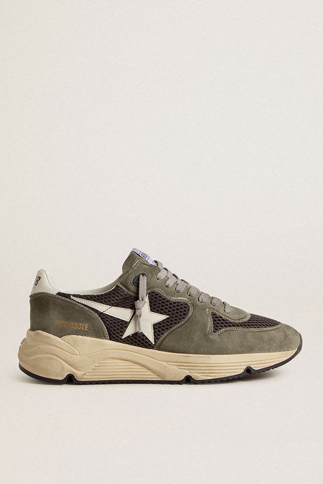 Running Sole Net Upper Suede Toe w/ Leather Star Green / Grey / White